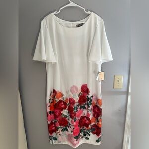 Maya Brooke Women’s Short Flutter Sleeve Floral MIDI Sheath Dress SZ 18 New